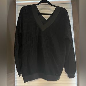 Oversized v neck waffle knit sweater